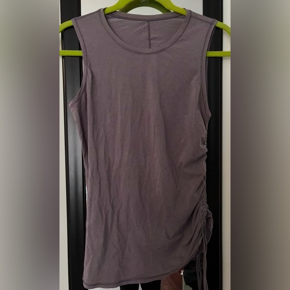Muted dusty purple muscle tank, ultra light weight active wear.